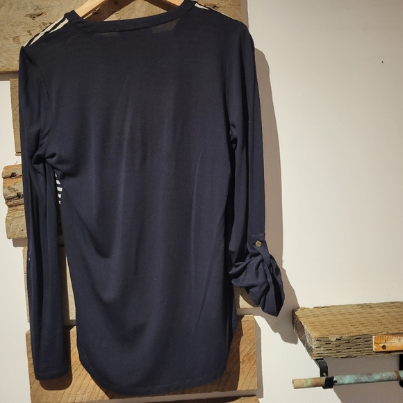 Micheals Kors Navy and White Striped Long Sleeve Top - Picture 7 of 7